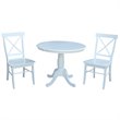 International Concepts 3 Piece Extendable Round Dining Set in White