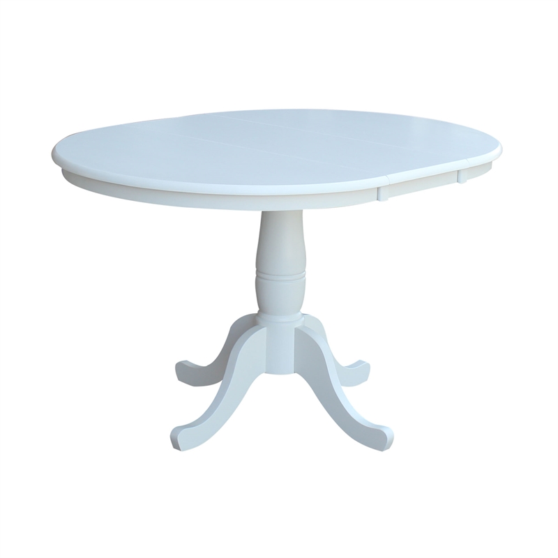 International Concepts 5 Piece Extendable Round Dining Set in White
