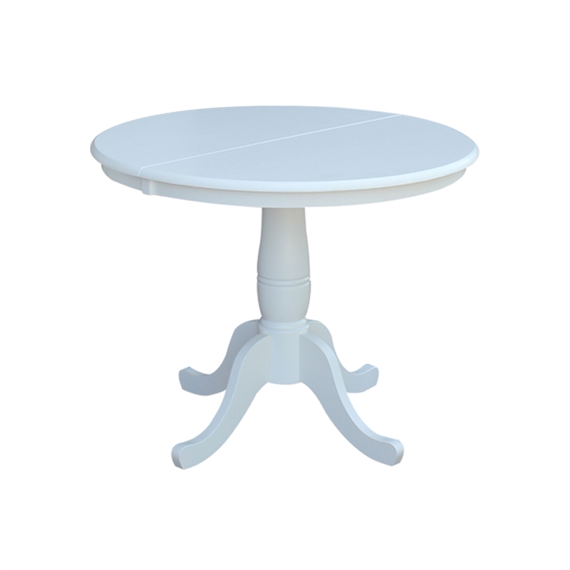 International Concepts 5 Piece Extendable Round Dining Set in White