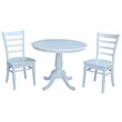 International Concepts 3 Piece Extendable Round Dining Set in White