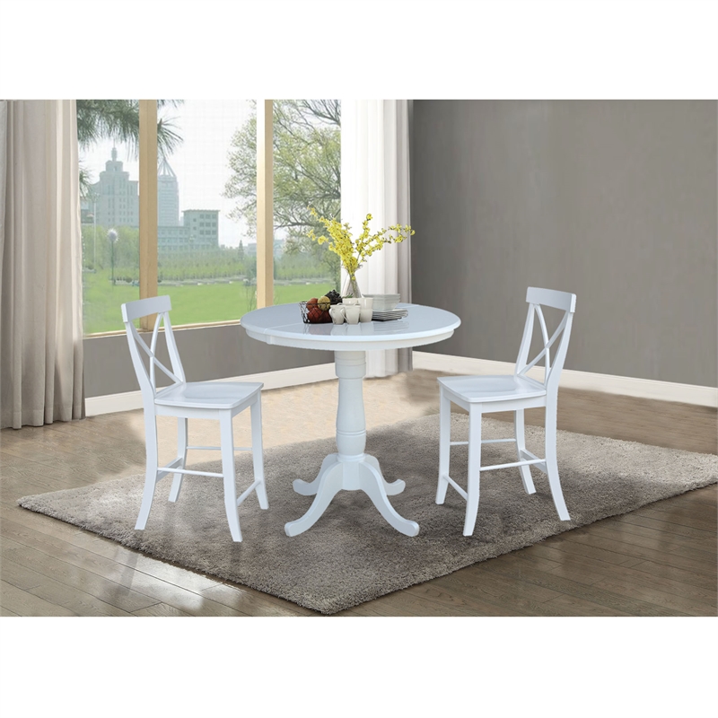 International Concepts 3 Piece Counter Height Dining Set in White