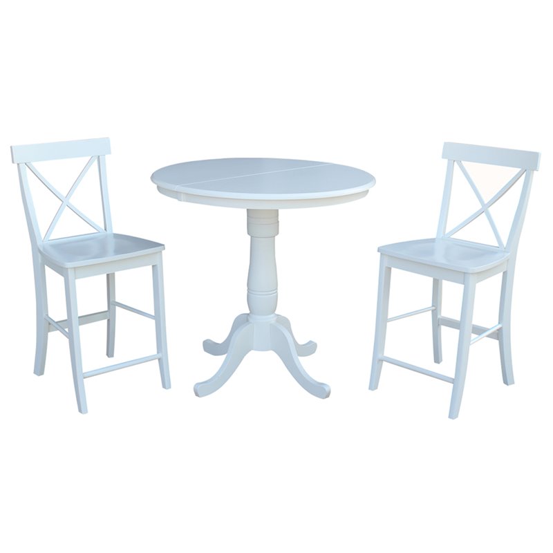 International Concepts 3 Piece Counter Height Dining Set in White