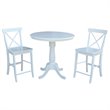 International Concepts 3 Piece Counter Height Dining Set in White