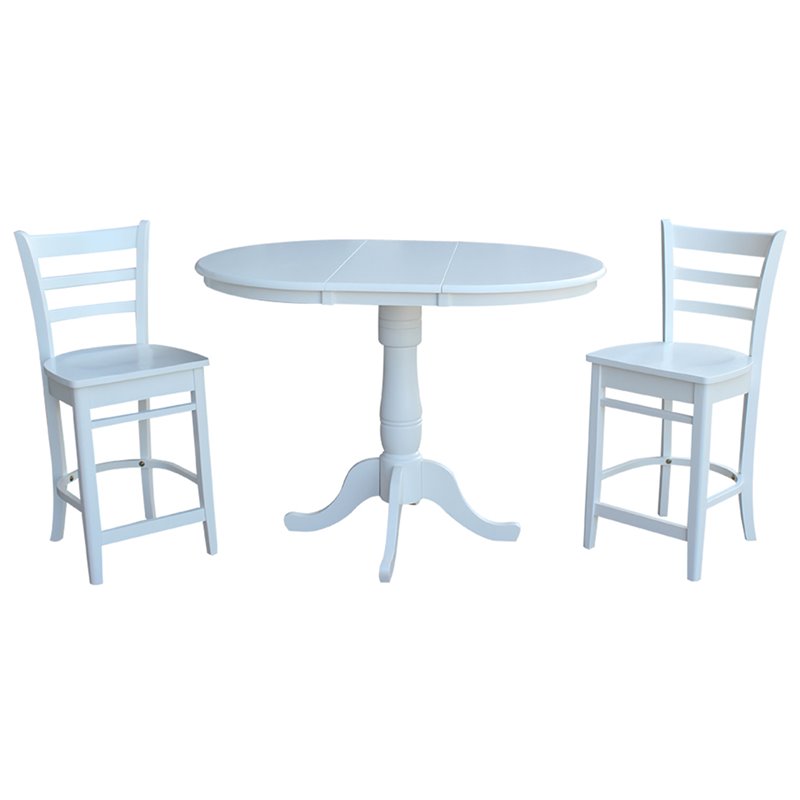 International Concepts 3 Piece Counter Height Dining Set in White