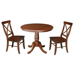 International Concepts 3 Piece 36&quot Round Dining Set in Espresso