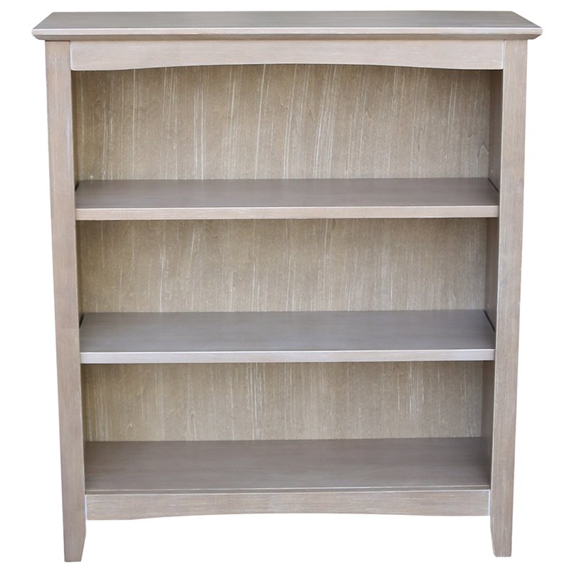 International Concepts Shaker 3 Shelf Bookcase in Washed Gray Taupe