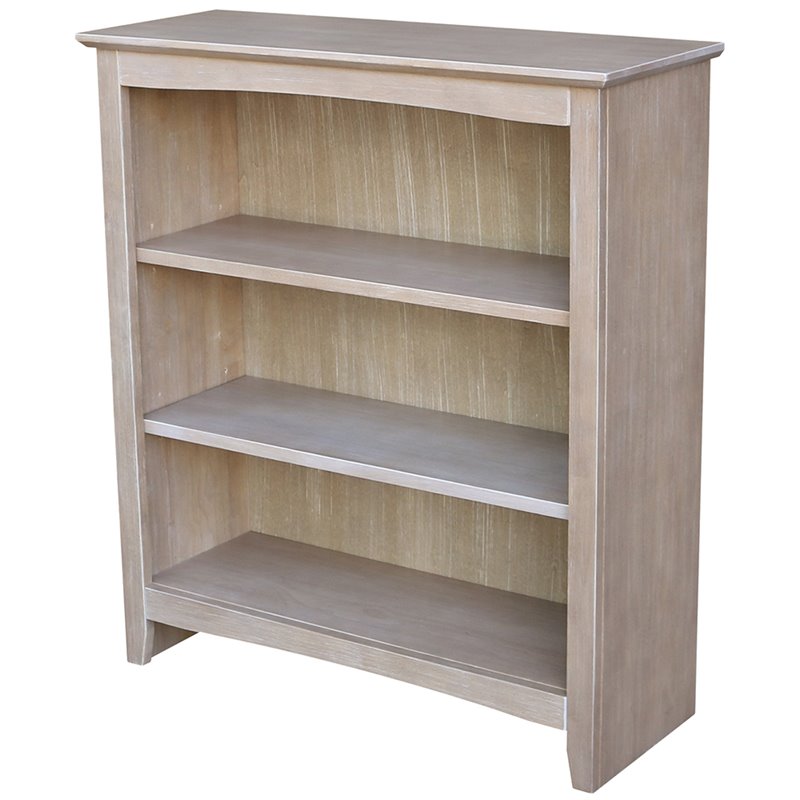 International Concepts Shaker 3 Shelf Bookcase in Washed Gray Taupe