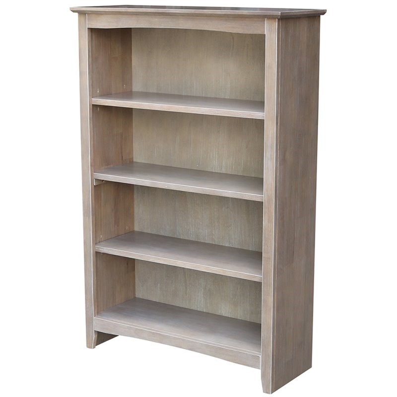 International Concepts Shaker 4 Shelf Bookcase in Washed Gray Taupe