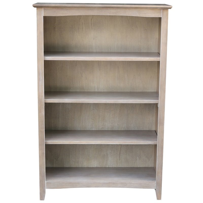International Concepts Shaker 4 Shelf Bookcase in Washed Gray Taupe