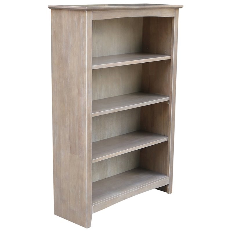International Concepts Shaker 4 Shelf Bookcase in Washed Gray Taupe