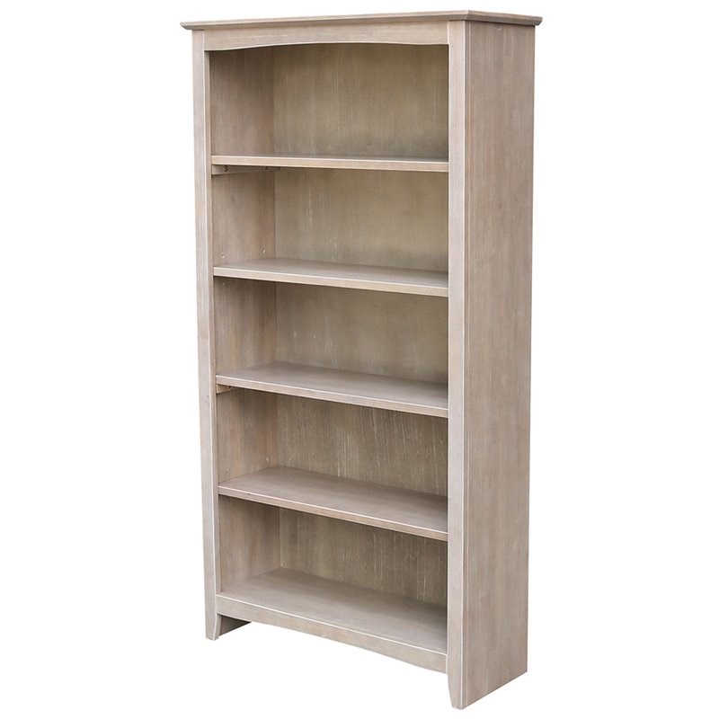 International Concepts Shaker 5 Shelf Bookcase in Washed Gray Taupe