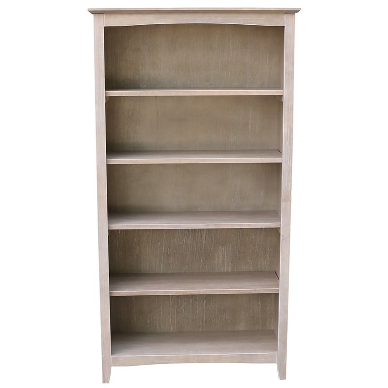 International Concepts Shaker 5 Shelf Bookcase in Washed Gray Taupe