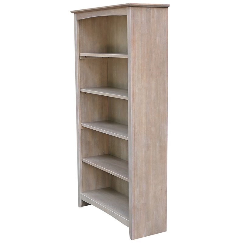 International Concepts Shaker 5 Shelf Bookcase in Washed Gray Taupe