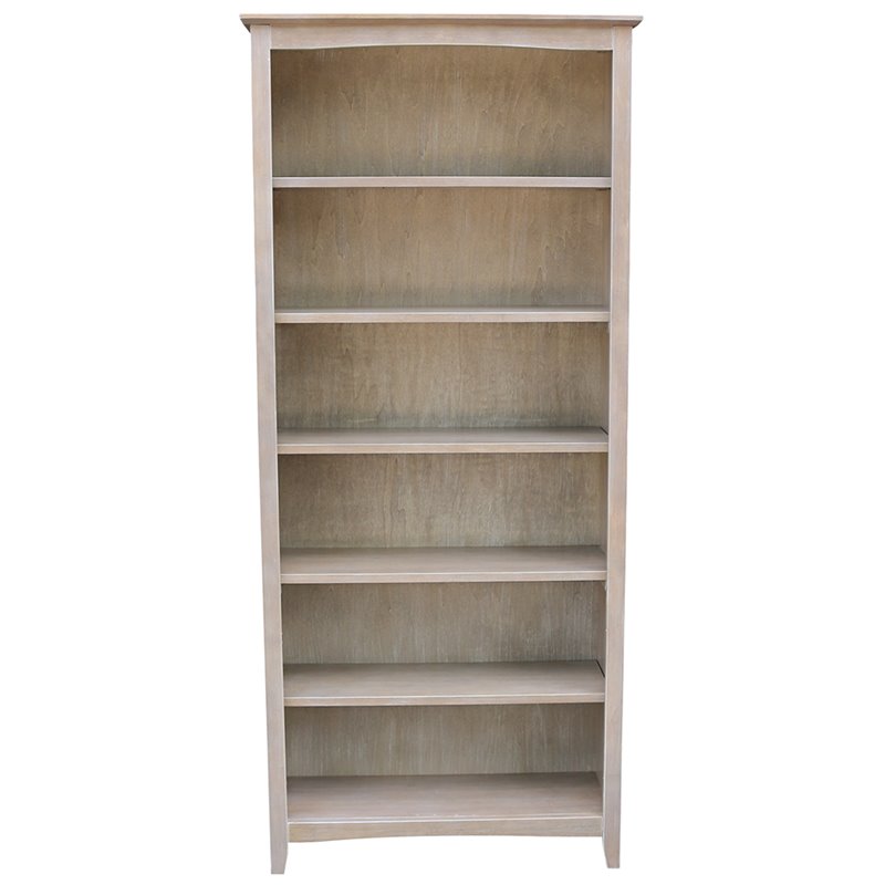 International Concepts Shaker 6 Shelf Bookcase in Washed Gray Taupe