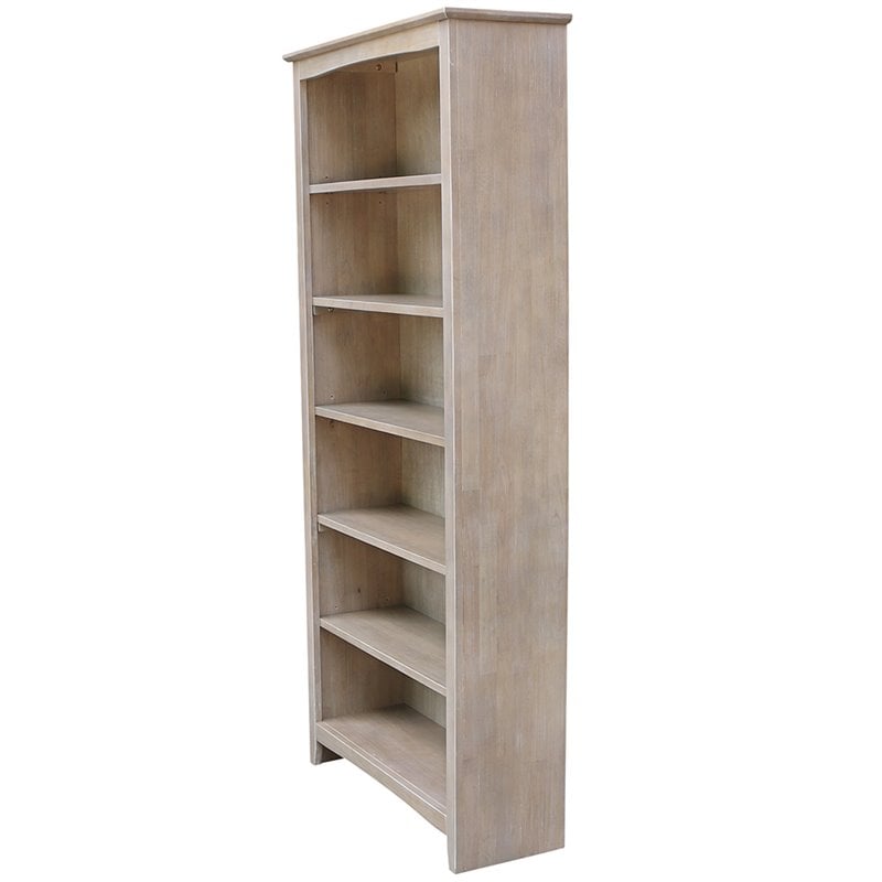 International Concepts Shaker 6 Shelf Bookcase in Washed Gray Taupe