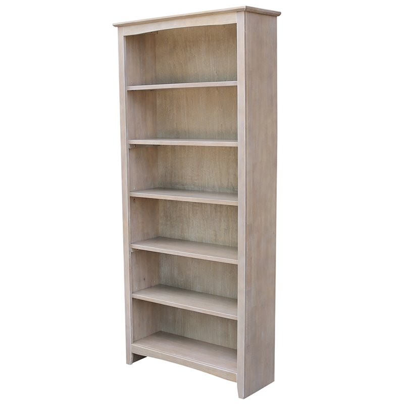 International Concepts Shaker 6 Shelf Bookcase in Washed Gray Taupe