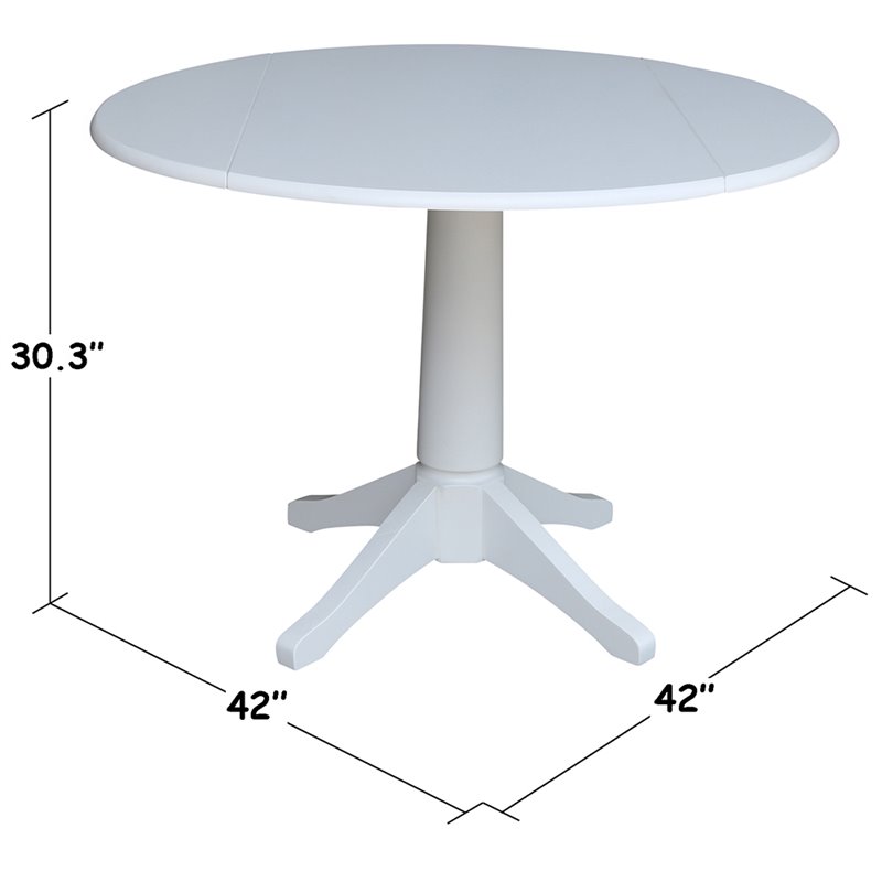 International Concepts Drop Leaf Dining Table in White