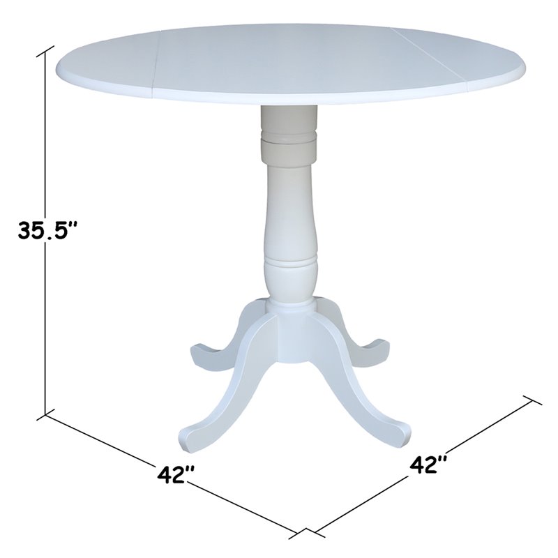 International Concepts Drop Leaf Counter Height Dining Table in White