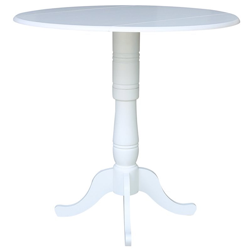 International Concepts Drop Leaf Bar Table in White