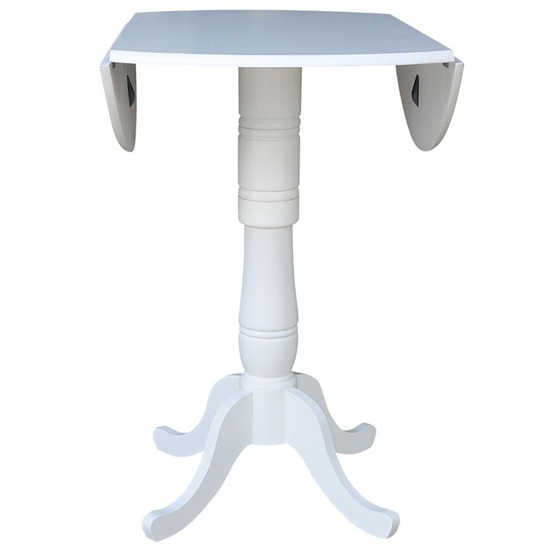 International Concepts Drop Leaf Bar Table in White