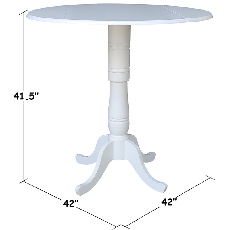 International Concepts Drop Leaf Bar Table in White