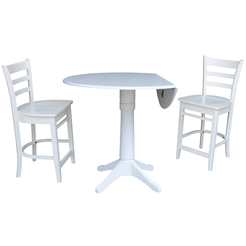 International Concepts 3 Piece Counter Height Dining Set in White