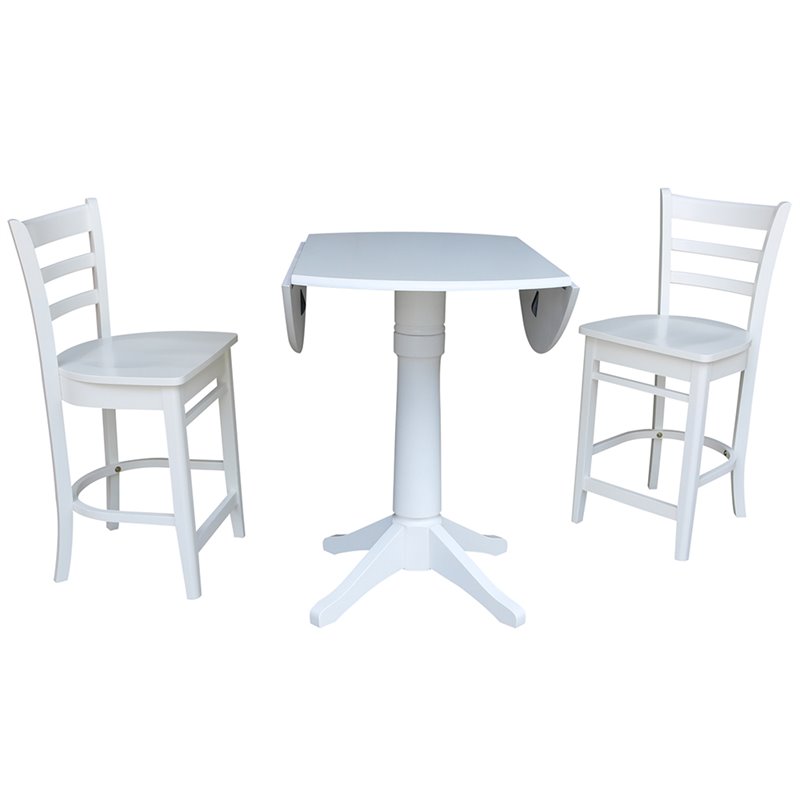 International Concepts 3 Piece Counter Height Dining Set in White