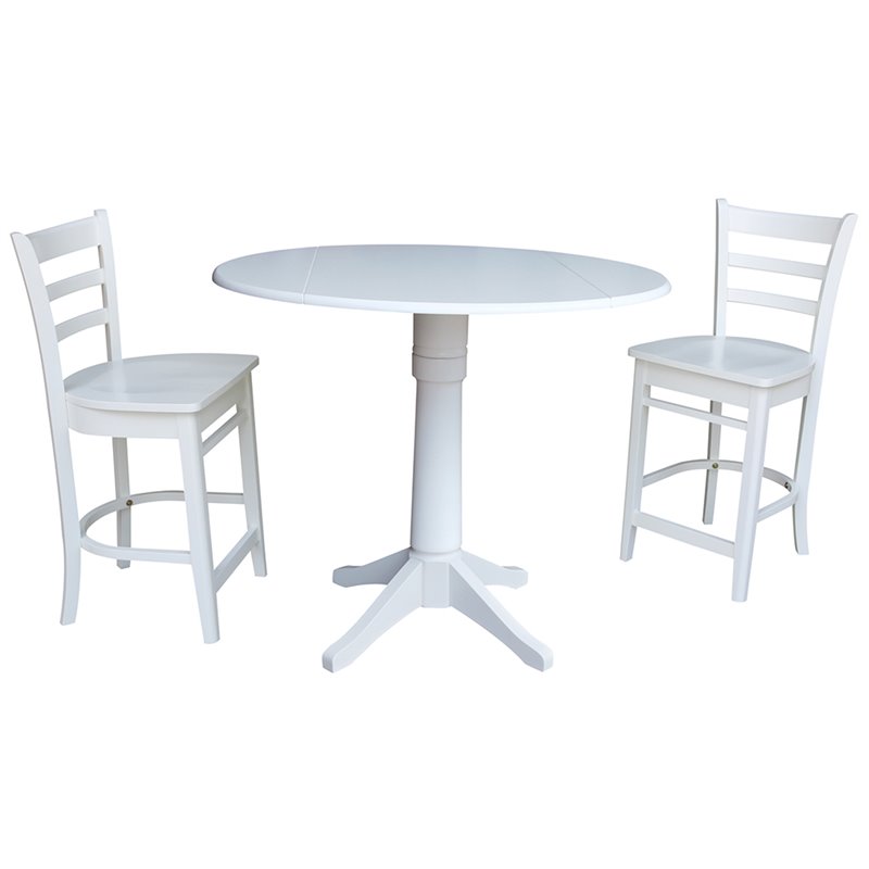 International Concepts 3 Piece Counter Height Dining Set in White