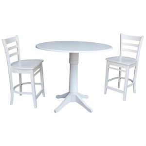 International Concepts 3 Piece Counter Height Dining Set in White