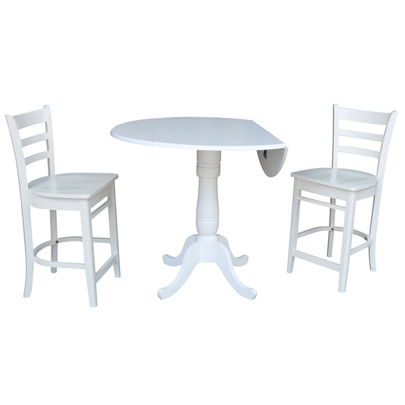 International Concepts 3 Piece Counter Height Dining Set in White