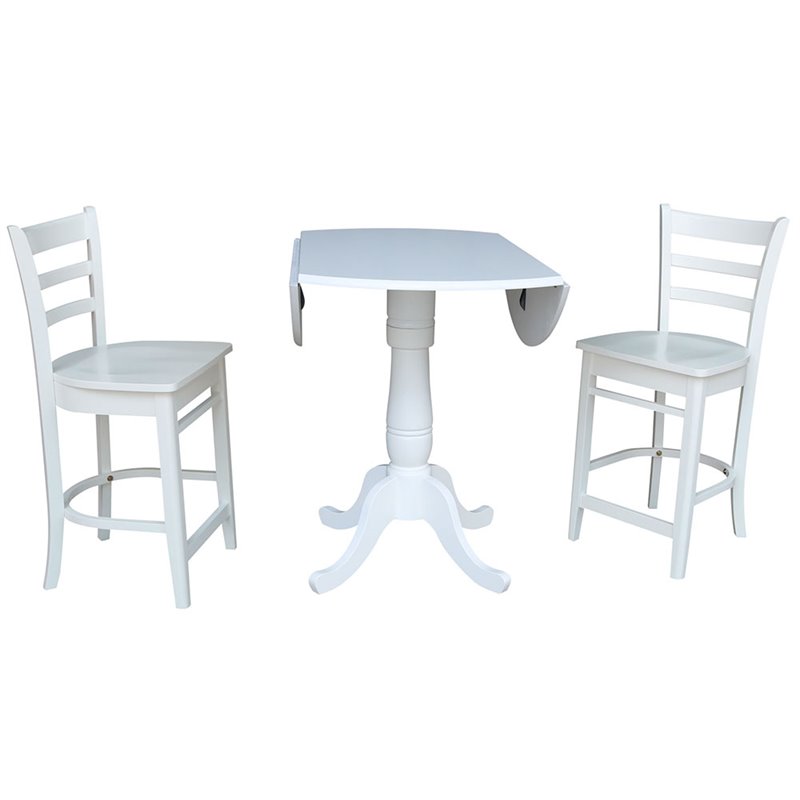 International Concepts 3 Piece Counter Height Dining Set in White