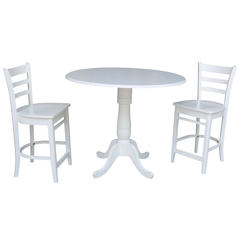 International Concepts 3 Piece Counter Height Dining Set in White