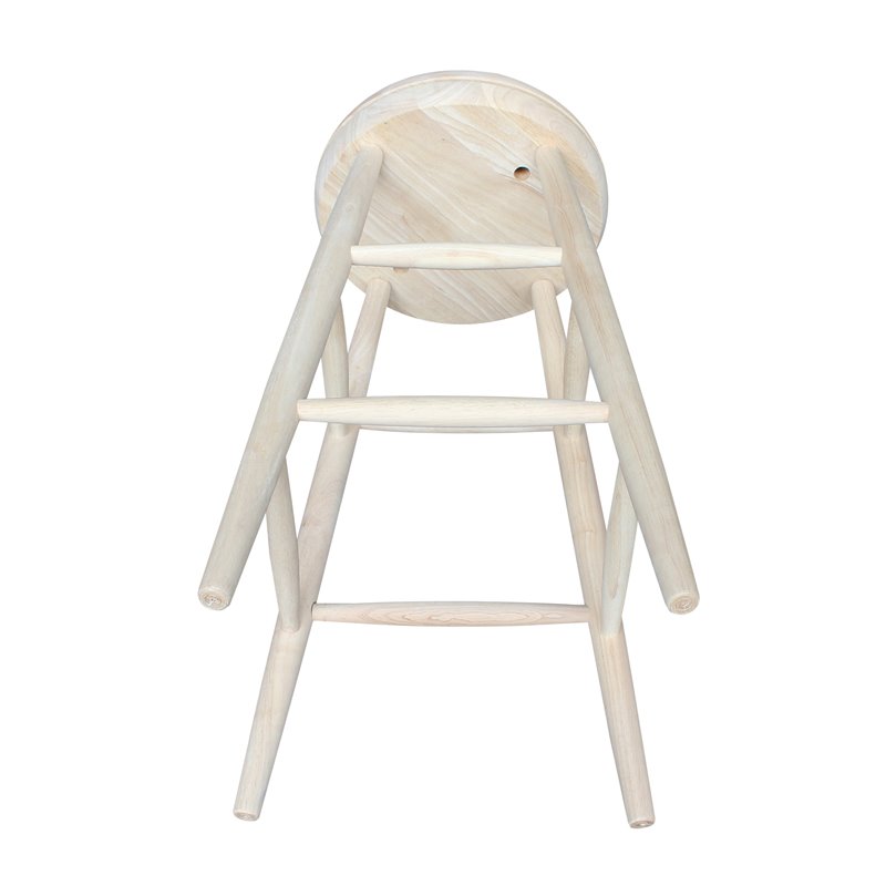 Solid Wood Swivel Scooped Seat Bar Height Stool in Unfinished