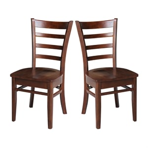 International Concepts Set of Two Solid Wood Emily Side Chairs in Espresso