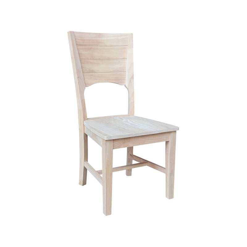 Canyon Collection Set of Two Wood Solid Back Chairs in Unfinished
