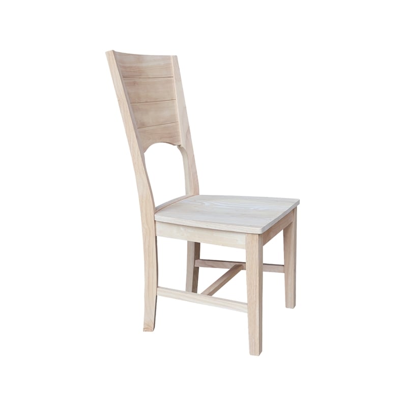 Canyon Collection Set of Two Wood Solid Back Chairs in Unfinished