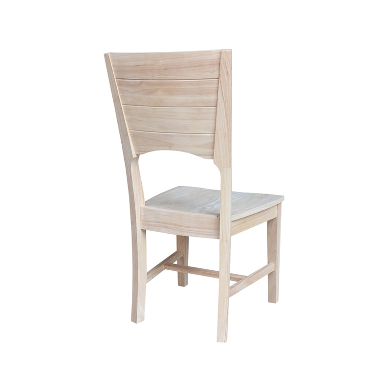 Canyon Collection Set of Two Wood Solid Back Chairs in Unfinished