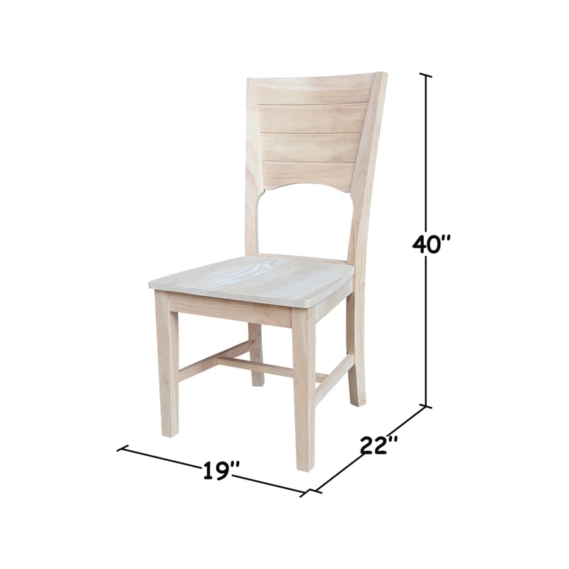Canyon Collection Set of Two Wood Solid Back Chairs in Unfinished