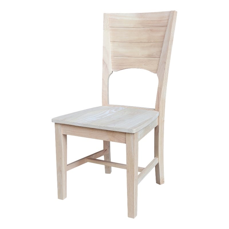 Canyon Collection Set of Two Wood Solid Back Chairs in Unfinished