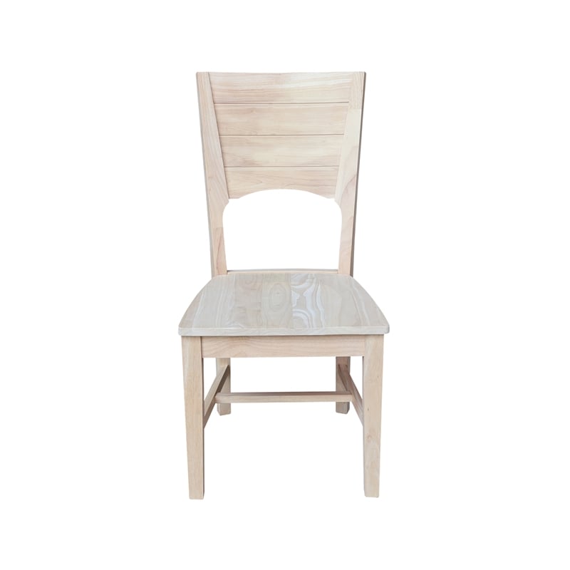 Canyon Collection Set of Two Wood Solid Back Chairs in Unfinished