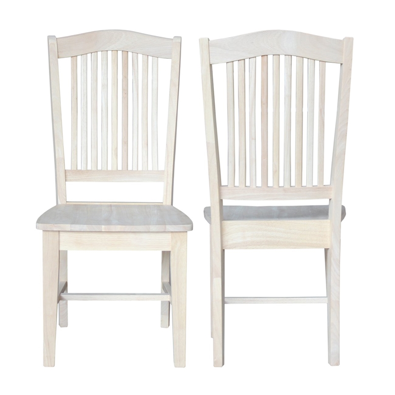 International Concepts Set of Two Solid Wood Stafford Chairs in Unfinished