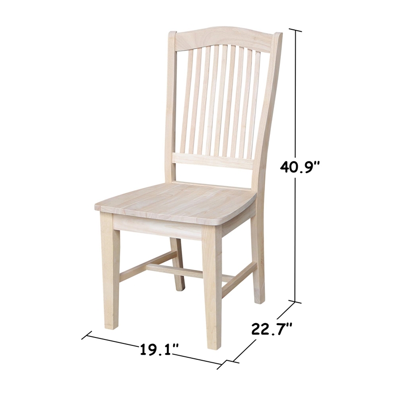 International Concepts Set of Two Solid Wood Stafford Chairs in Unfinished