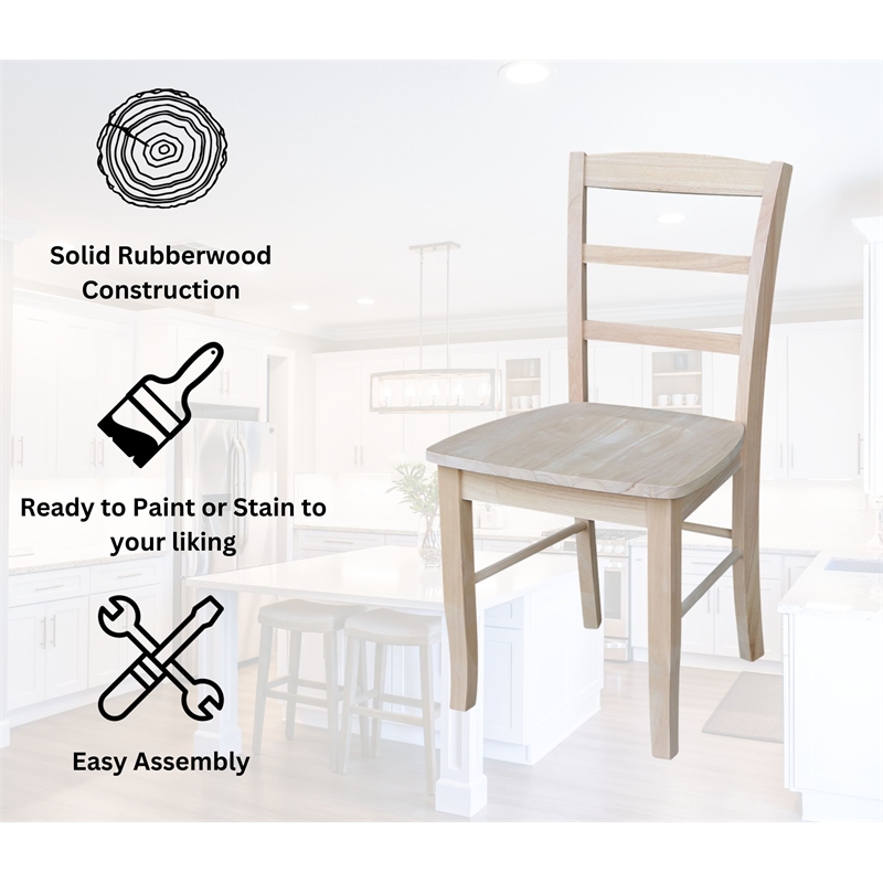 International Concepts Unfinished Madrid Chairs in Natural (Set of 2)
