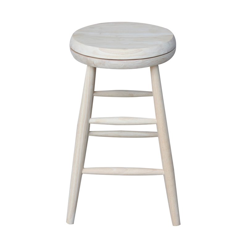 Soild Wood Swivel Scooped Seat Counter Height Stool in Unfinished