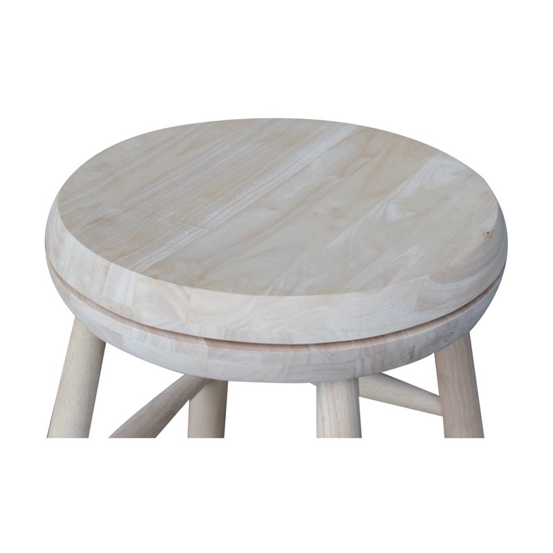 Soild Wood Swivel Scooped Seat Counter Height Stool in Unfinished