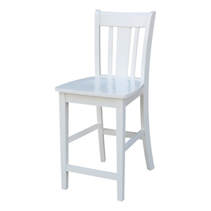 San Remo Solid Wood Counter Height Stool in White - 24&quot Seat Height