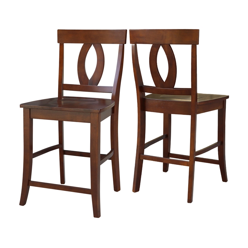 Verona Solid Wood Counter Height Stool in Espresso - 24
