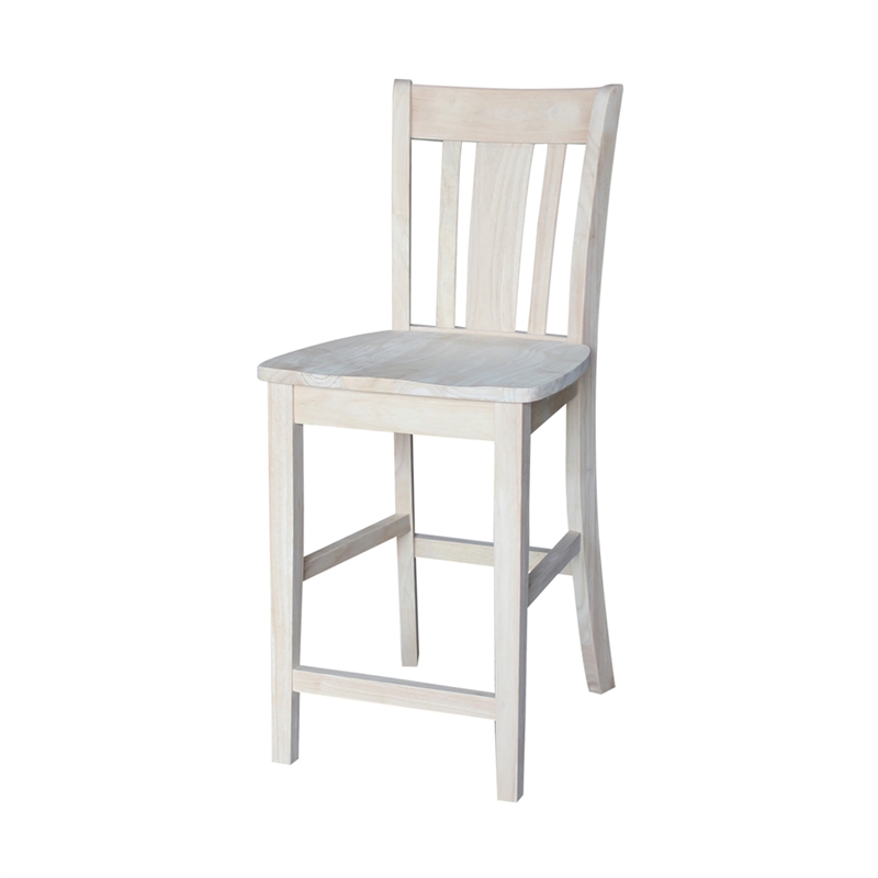 San Remo Solid Wood Counter Height Stool in Unfinished- 24