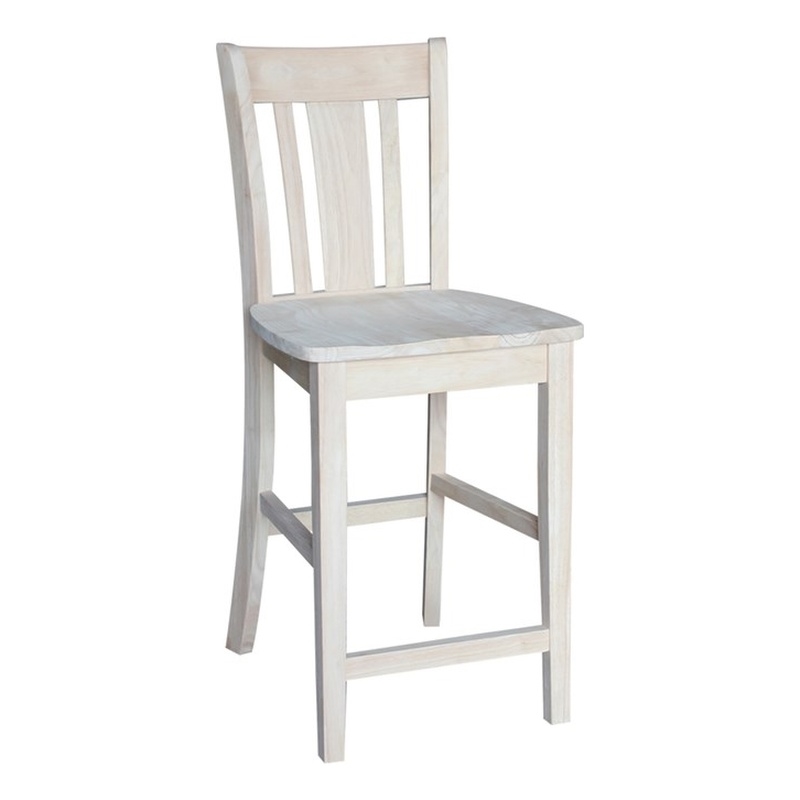 San Remo Solid Wood Counter Height Stool in Unfinished- 24