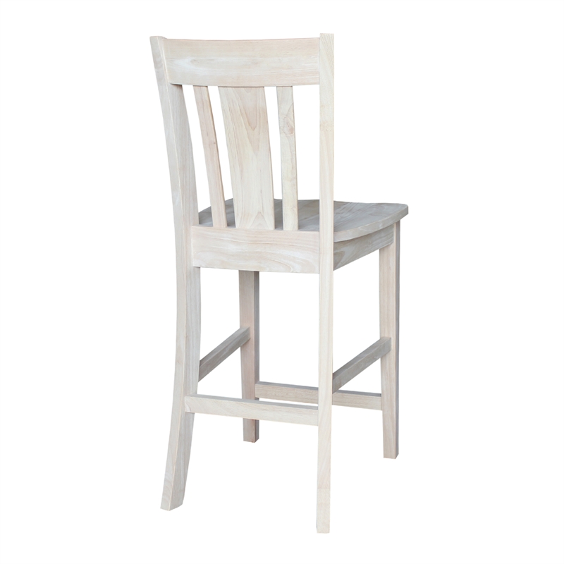San Remo Solid Wood Counter Height Stool in Unfinished- 24